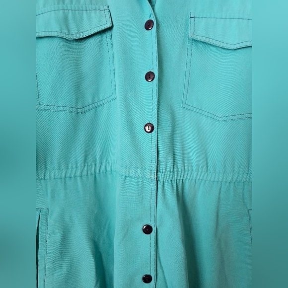 Vtg Willi of California Button Down Collared Shirt Dress Blue Rockabilly Size XL - Picture 2 of 5